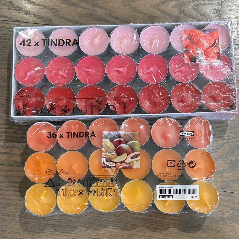 IKEA TINDRA Tealight Candles Pink and Orange Set